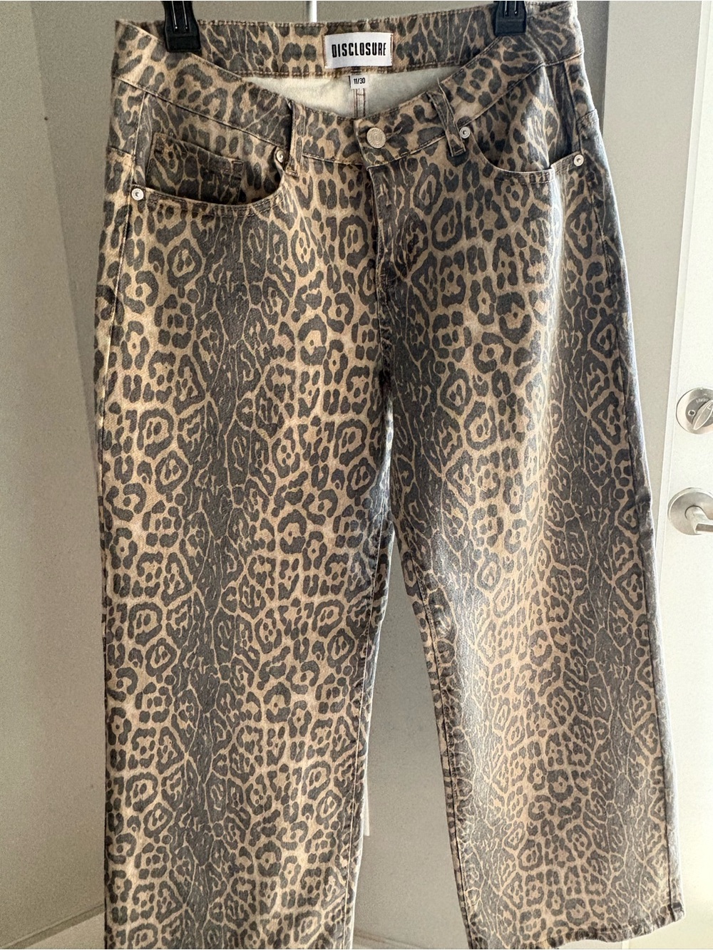 Disclosure Women's Leopard Print Wide Leg Jeans - Beige/Black